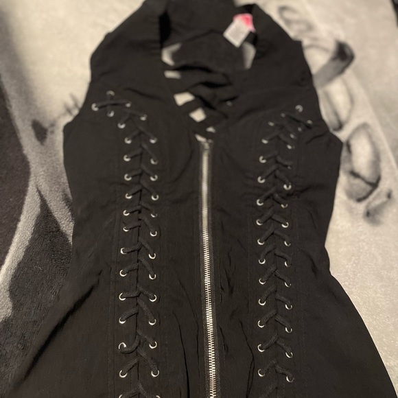Corset sides and back corset style zipper front biker shirt - Picture 2 of 3